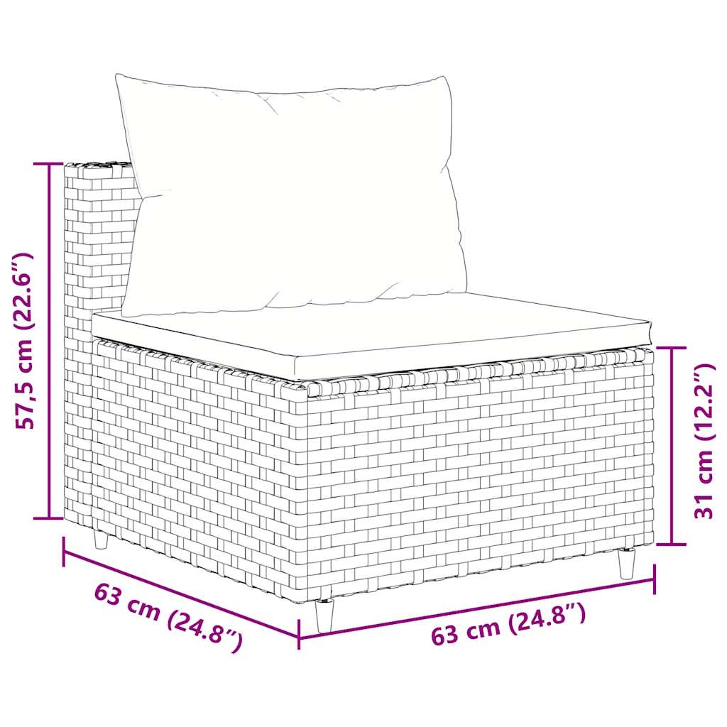 3 Piece Garden Sofa Set with Cushions Grey Poly Rattan