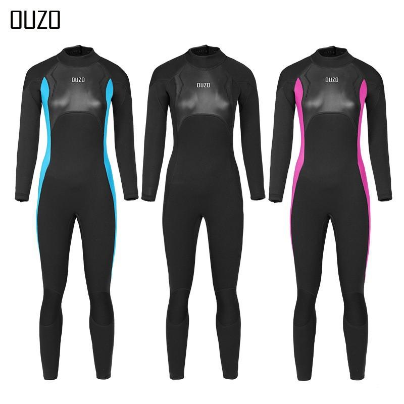 OUZO Womens 3mm Full Wetsuit Diving Surfing Snorkeling Winter Swimming Thermal Neoprene Suit