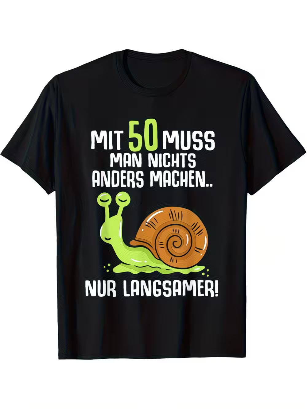 Men S And Women S 50Th Birthday Saying T-Shirt - Retro Humorous  50 Years of Age  Graphic Tee with Snail Design XL