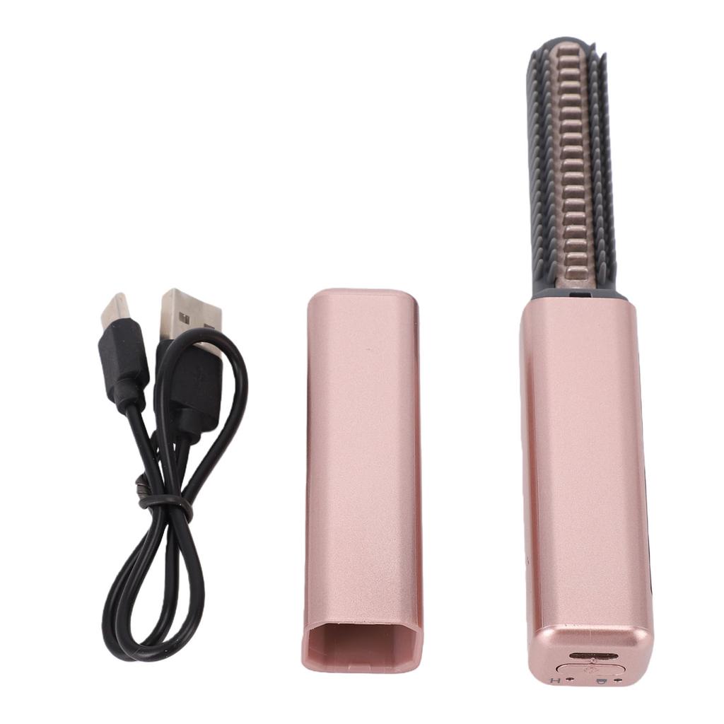 Mini Flat Iron USB Rechargeable 15S Heat Up Cordless Small Hair Straightener for Short Hair Bangs Pink Gold