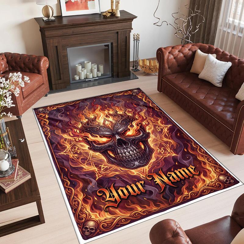 Gothic Theme Crystal Velvet Floor Rug Personalized Custom Name Text Warm Carpet Home Decoration