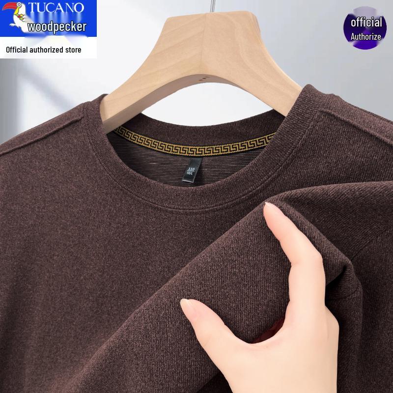 Woodpecker Men's 2025 Fleece-Lined Crew Neck Long Sleeve Sweatshirt for Autumn/Winter