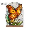 Creative Gift for Home Stained Glass Style Acrylic Table Centerpieces, Floral & Landscape Pattern Exquisite Room Decor Tabletop Sign with Wood