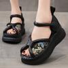 Fashion GKTINOO 2025 Summer New Versatile Genuine Leather Peep Toe Sandals Retro Comfortable Thick Soled Hook & Loop Women's Shoes