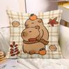 Cute Capybara Print Decorative Pillowcase Bedroom Living Room Square Cushion Pillowcase