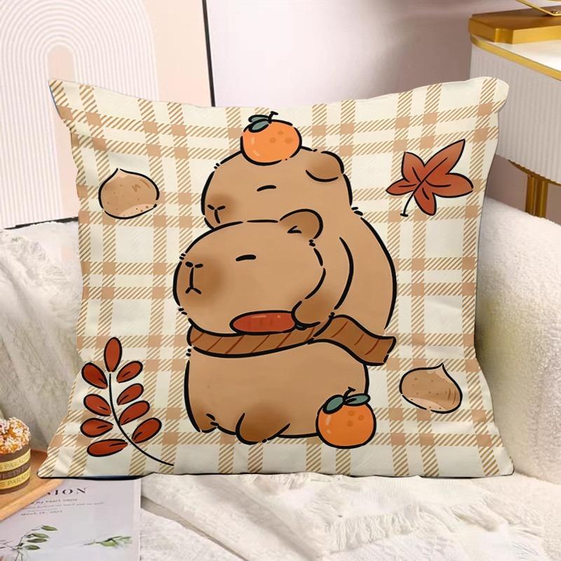 Cute Capybara Print Decorative Pillowcase Bedroom Living Room Square Cushion Pillowcase
