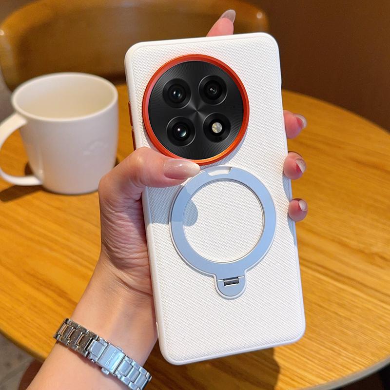 

For OnePlus 13 13T solid color rotating magnetic stand anti-drop and anti-fingerprint phone case For OnePlus 13T