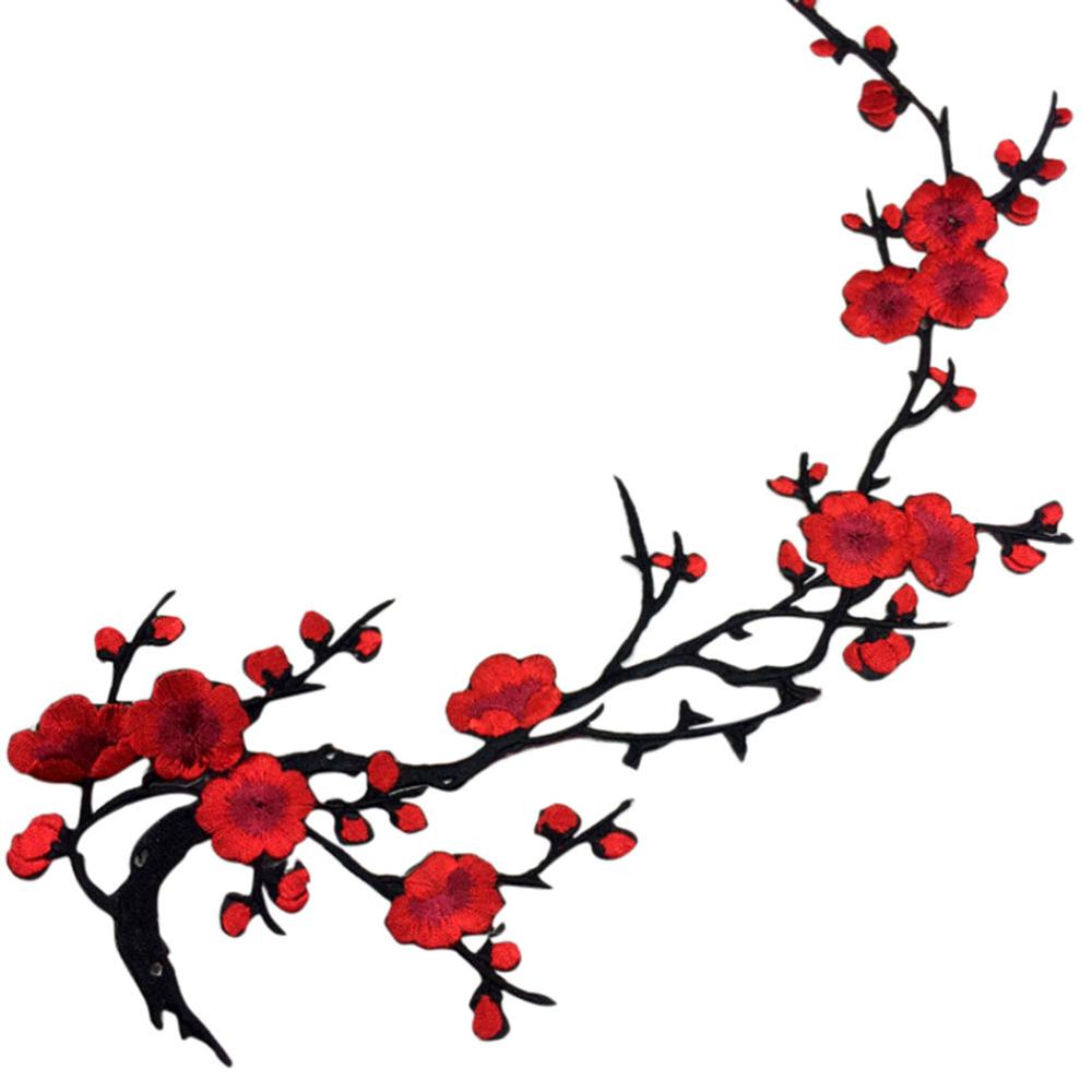 

1 PCS Plum Blossom Flower Applique Clothing Embroidery Patch Fabric Sticker Iron On Sew On Patch Craft Sewing Repair Embroidered червоний