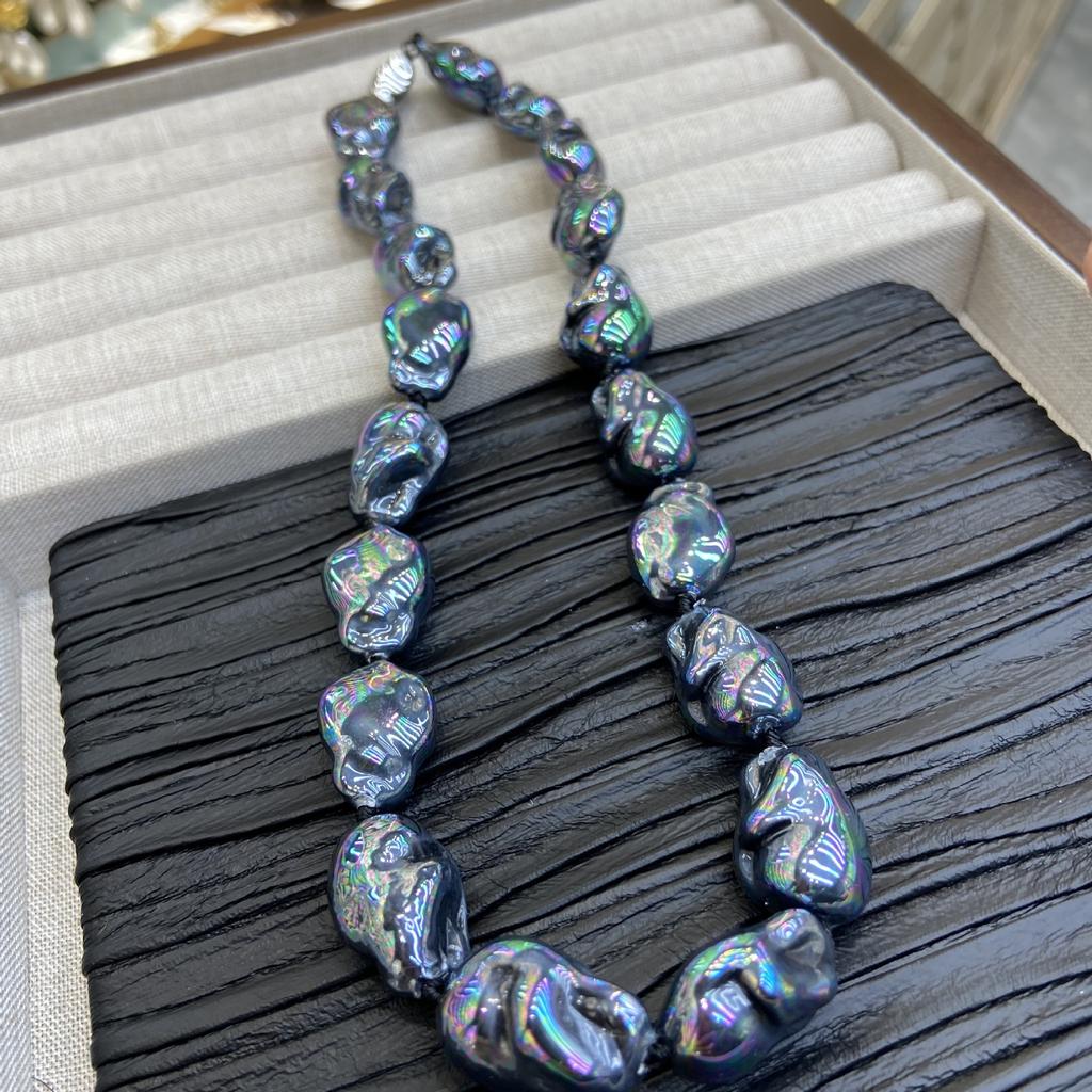 Alien Baroque Colorful Aurora Black Pearl Necklace Women's Plated Beads Shell Bead Jewelry