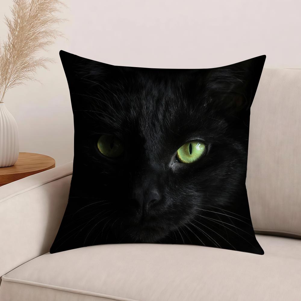 cute Black Cat Print Pillow Case Office Cushions Suitable For Sofa Car Bedroom Decorative Cushion Cover