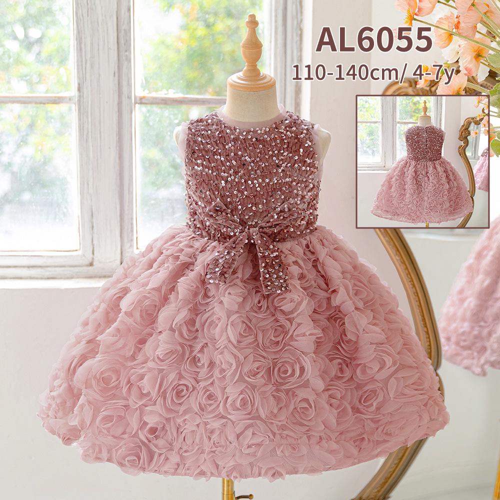 2025 Style Princess Dress: Puff Sleeve Evening Gown for Baby Girls' First Birthday