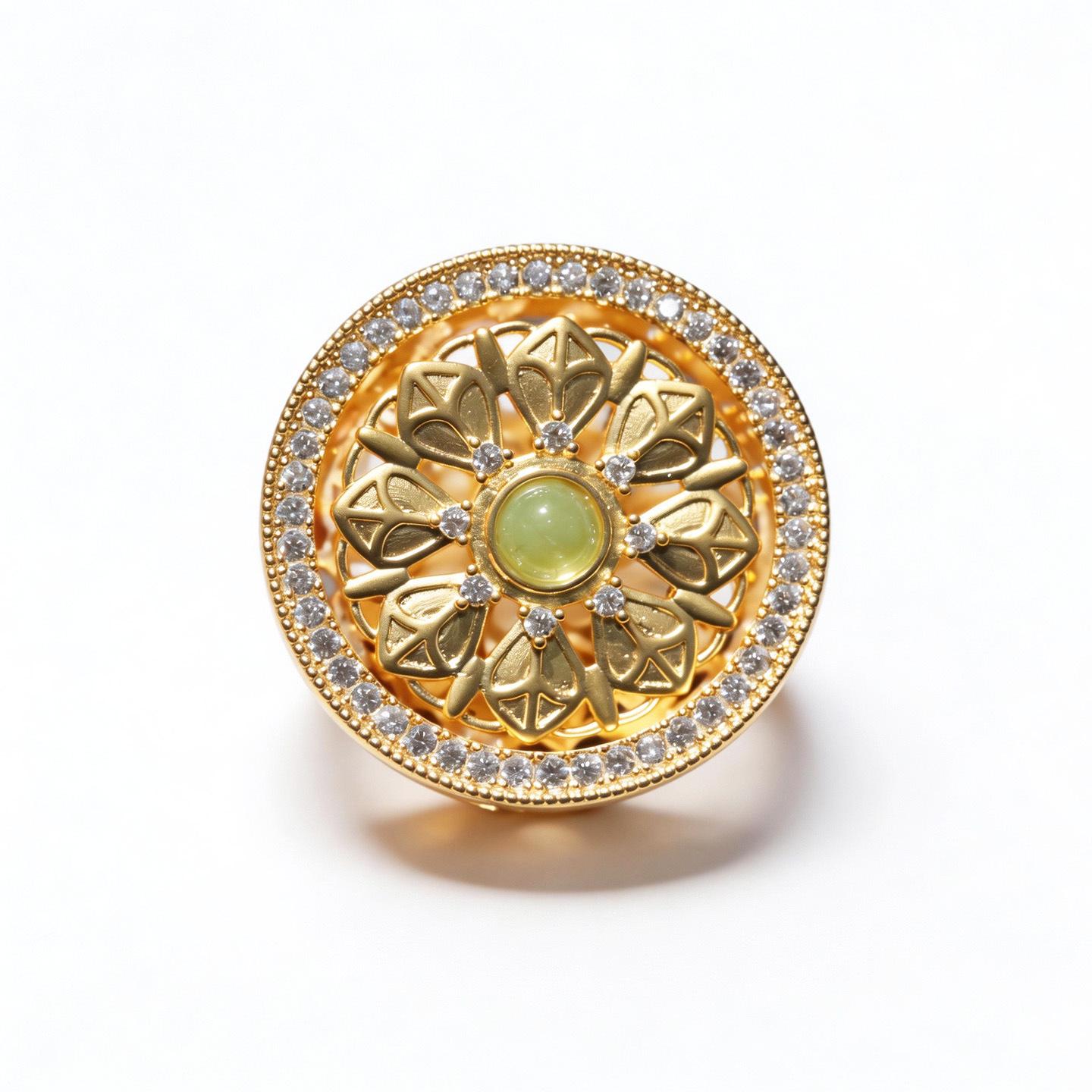 Exquisite Gold-Plated Rotatable Lotus Compass Brooch