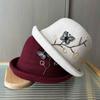 Autumn and winter knitted wool woolen bowler hat new elegant handmade flower pot hat women's versatile warm bucket hat