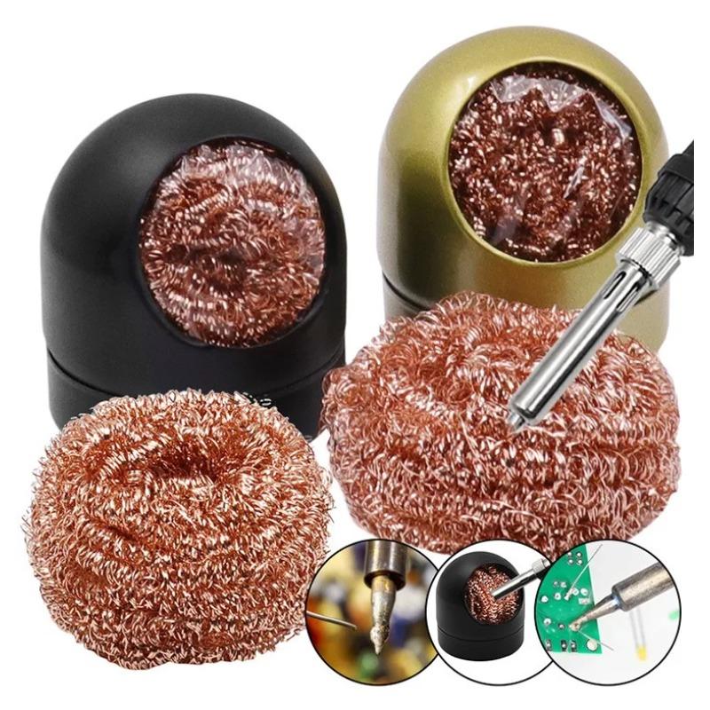 Desoldering Cleaning Ball Soldering Iron Mesh Filter Cleaning Nozzle Tip Copper Wire Cleaner Ball Metal Dross Box Clean Ball