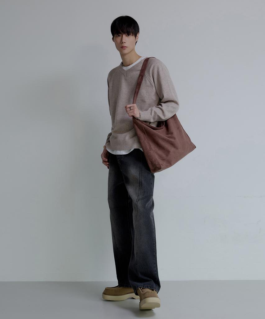 NODU Adn Daily Semi-Wide Cut-Out Washed Denim Jeans [Black]