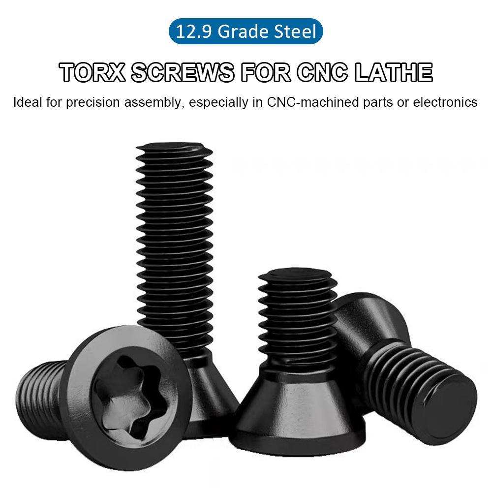 

CNC Torx Screw 12.9 Grade Steel M2 M2.5 M3 M3.5 M4 M5 Black Torx Screws for Replaces Carbide Insert Cutters CNC Lathe Tool M6x16mm 10pcs