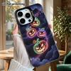 Phone Case: 2D Flat Design, Suitable for iPhone 18 17 16 15 14 13Pro In Color Silver Protective Case, Couple Style, Neon Line Pumpkin, Christmas and H
