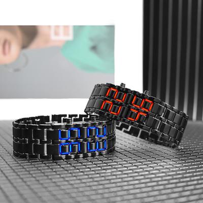 Men Digital Watch Large Screen Electroplated High Accuracy Decorative Cool Style Individual Stainless Comfortable Strap Lighweight Men Wristband