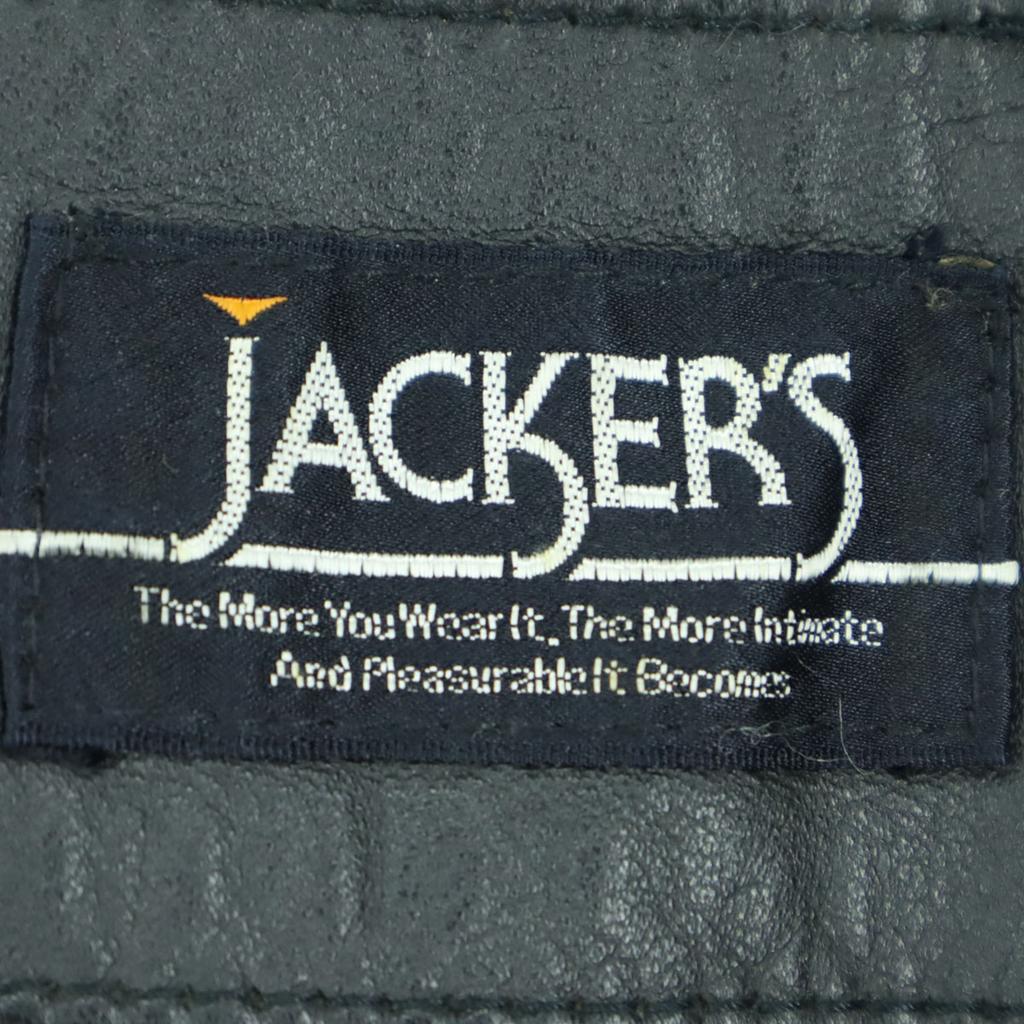 JACKERS Long Sleeve Leather Coat XL Black Cowhide Men's Used