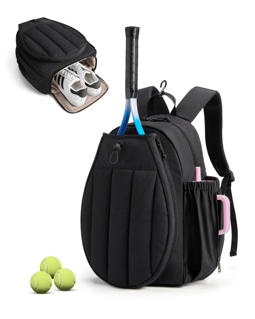 Versatile Pickleball & Tennis Backpack Tote – Stylish Dogtooth Pattern with Dedicated Shoe Compartment, Waterproof Sports Bag for Men & Women