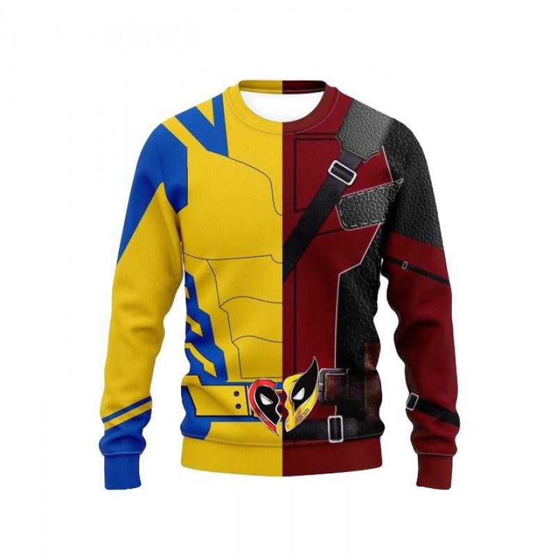 Deadpool Wolverine Cosplay Hoodie Digital Print Unisex Long Sleeve Sweatshirt Fans
