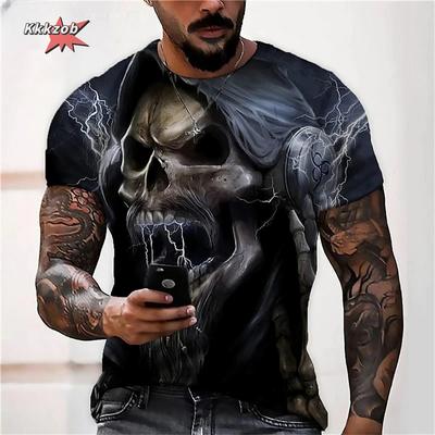 Sommer Rundhals 3D Horror Schädel Print Top Modische Lässige Kurzarm Herren T-Shirts