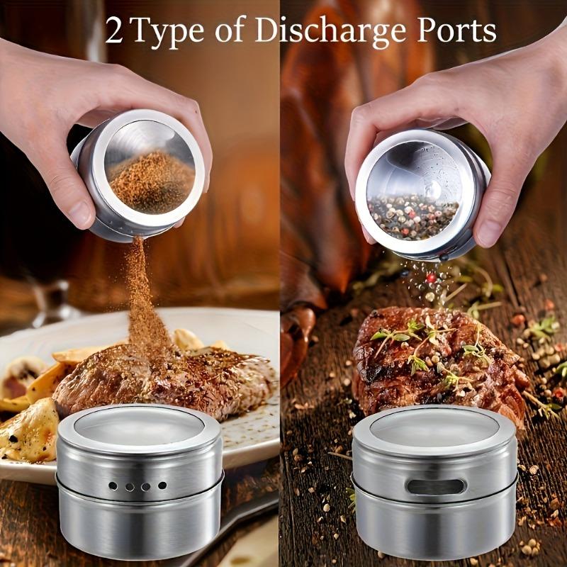12pcs Magnetic Seasoning Jars with Base Seasoning Jar & Visible Window Stainless Steel Spice Containers Kitchen Accessories Set