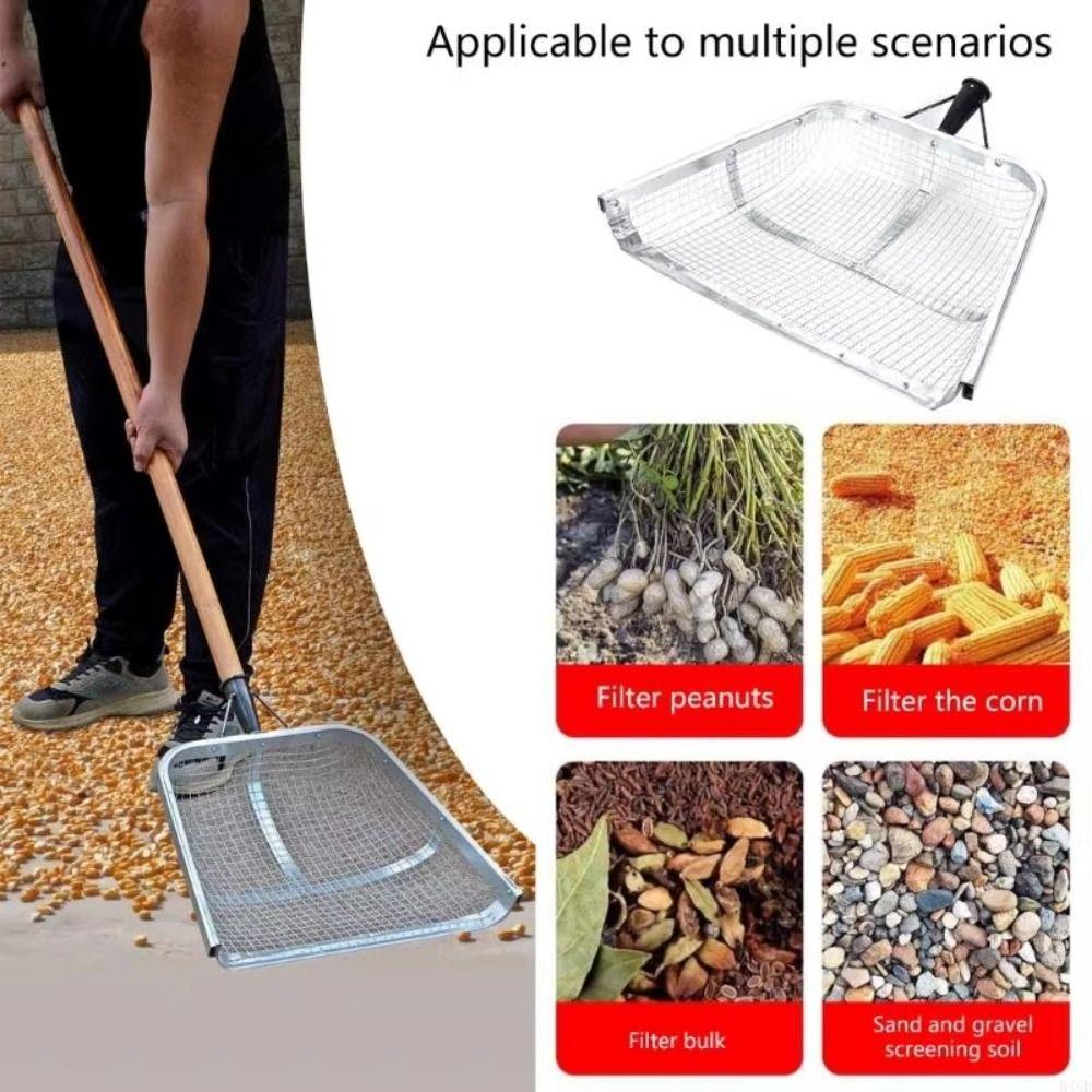 Heavy-Duty Metal Soil Sieve Filter Mesh Grain Sieve Multi-Purpose Iron Shovel Tool  Farming