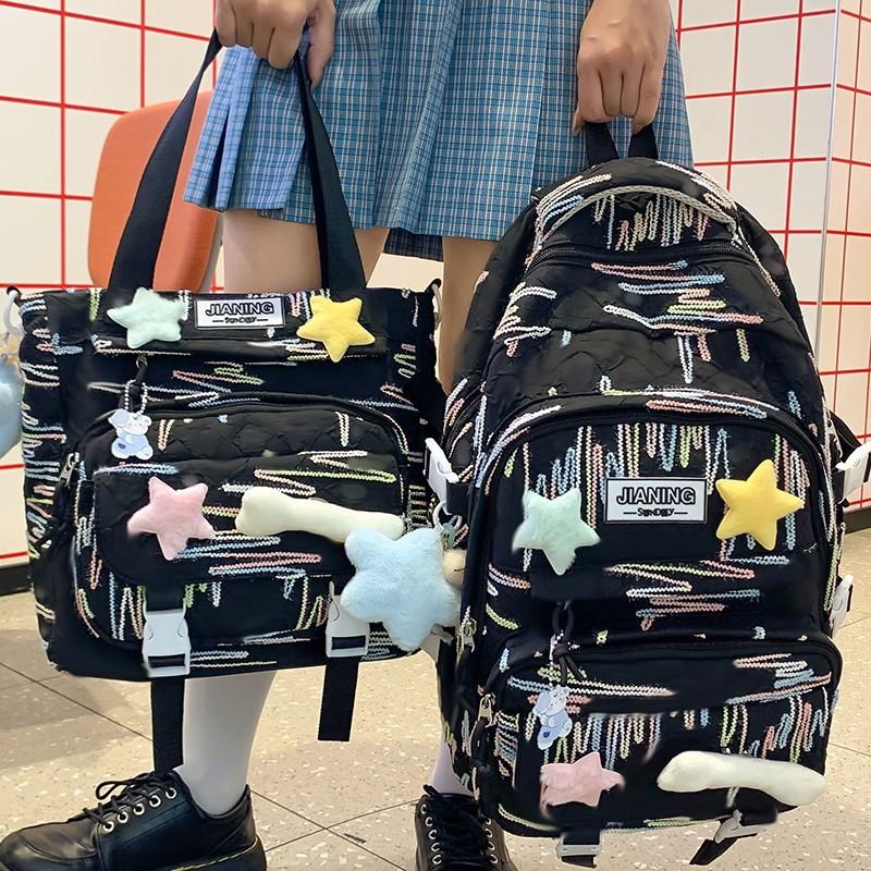 Children's Schoolbags Elementary School Girls Junior High School Students Cute Girl Striped Backpack