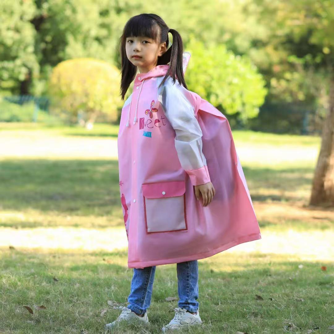 

Детский дождевик с местом для рюкзака, 5-12 лет, утолщенный и очень длинный, цельное пончо для мальчиков и девочек M - 90-100CM