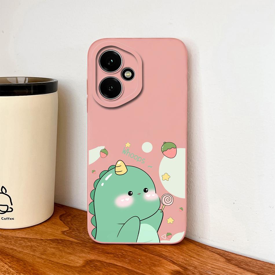 Case For Honor 400 Pro Global Cartoon Dinosaur Back Cover Liquid Silicone Full Protection Durable Shockproof Phone Protectors
