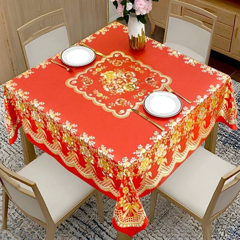 Pvc Round Square Tablecloth With Geometric Pattern For Home Dining And Holiday Decor