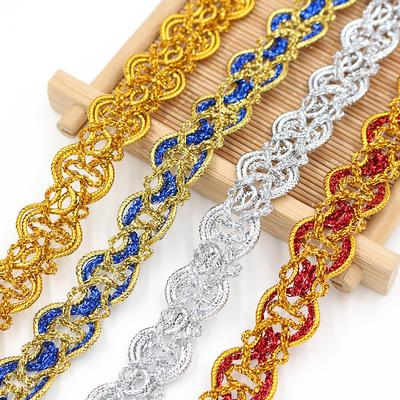Ruban D'habillage En Dentelle or Argent 5Yards, Tissu En Dentelle Courbe, Couture Mille-pattes Tressé, Ruban En Dentelle, Artisanat De Mariage