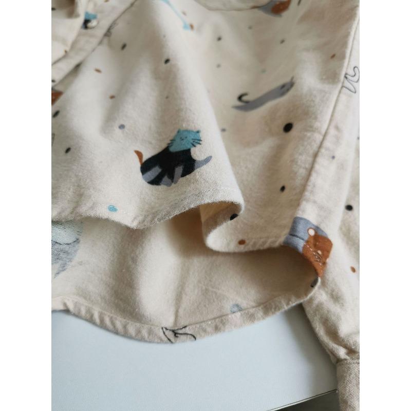 Printed Cat Brushed Cotton Lazy Casual Outer Shirt Women's Loose Casual Layered Autumn Shirt