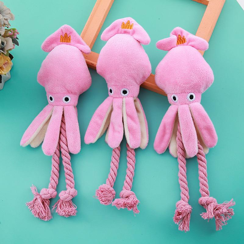 Squid Puppy Pet Dog Chew For Lovely Pink Teeth Cleaning Pet Toys Octopus Plush Toys Supplies Bb Small Cute Rope Toy Dog Squeak