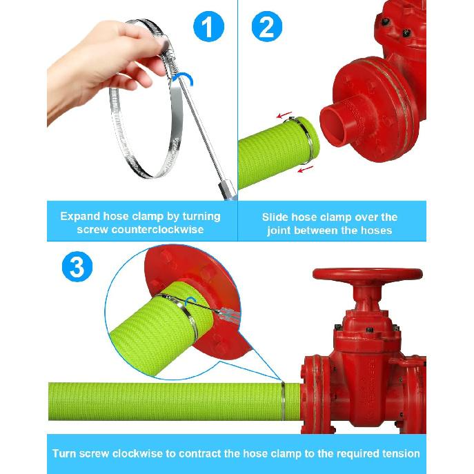 6 Pcs 3 Inch Stainless Steel Hose Clamps - Adjustable Worm Gear Drive Hose Clamps for Fuel Line Hose Pipe Clamp for Dryer Vent Hose (3 Inch)