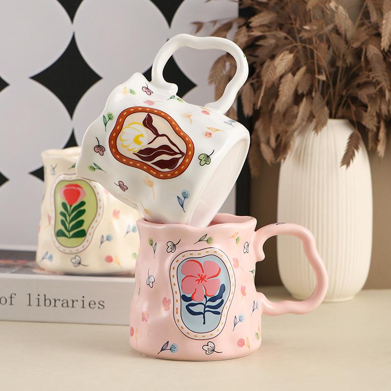 High Value Creative Ceramic Coffee Mug for Women Luxury Home Cafe Cup Exquisite Milk Cup Breakfast Cup Light Luxury