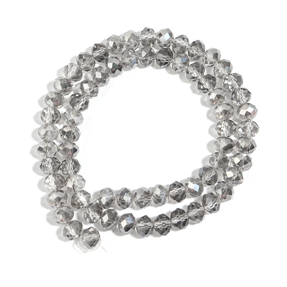 3/4/6/8/10mm Transparent Gray Faceted Crystal Beads Rondelle Glass Loose Spacer Bead For Jewelry Making DIY Bracelet Accessories