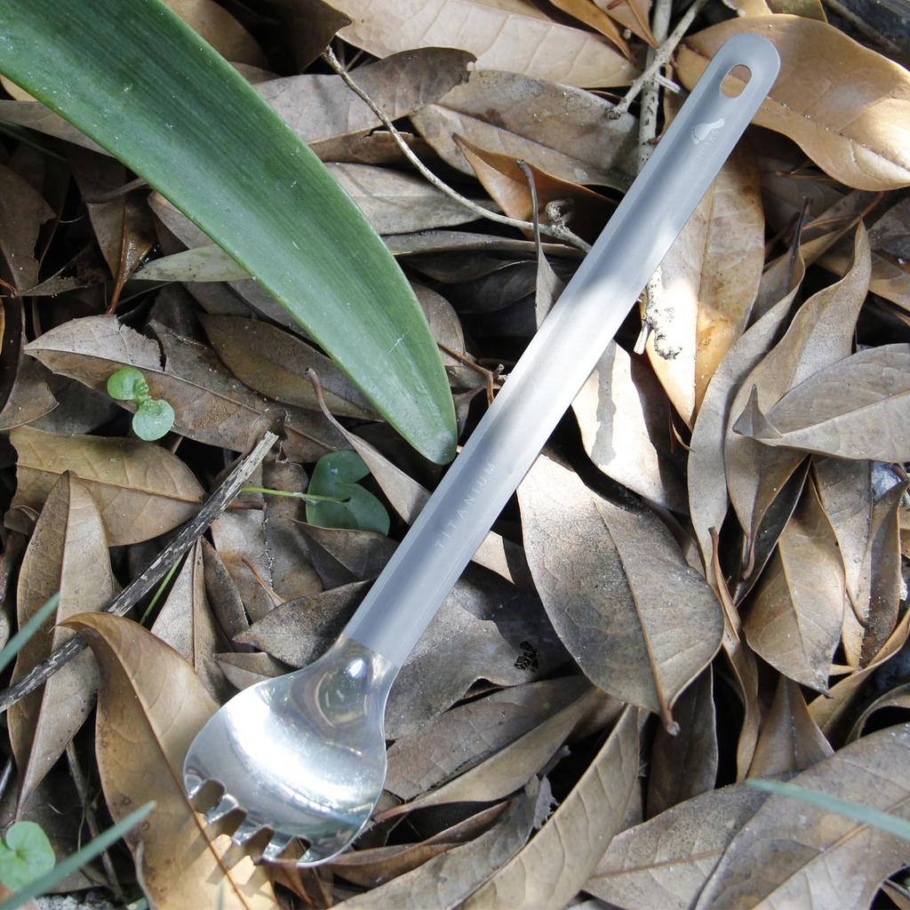 TOAKS Titanium Long Spoon or Spork with Polished Bowl Ultralight Spork Outdoor Camping Cutlery (SLV-14)