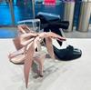 Fashion The Stunning Fairy-Like Style Bow-Tie Lace-Up High Heels For Women A New Summer Style Of Elegant Pink One-Strap Thin Heel Sandal