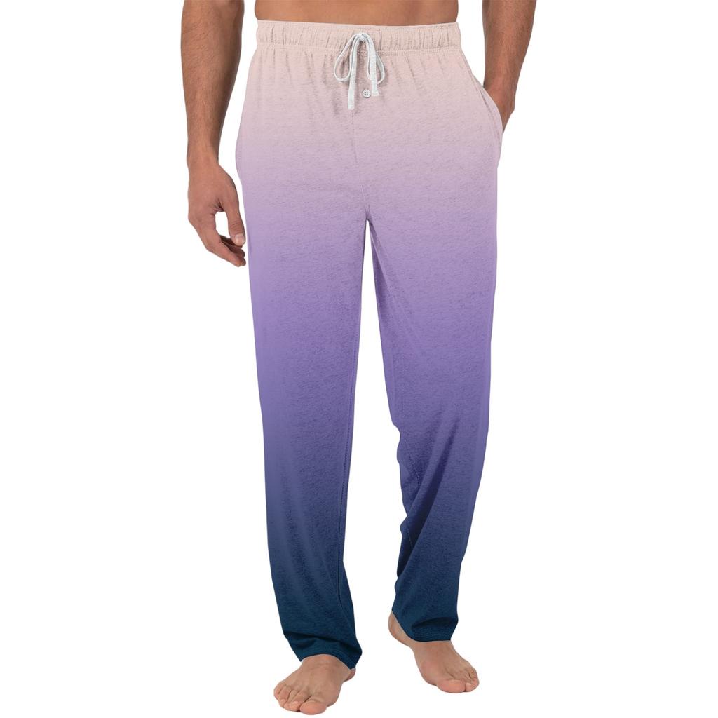 Herren Freizeit-Pyjamahose mit Taschen | Krawatte, Farbverlauf bedruckt, Leinwandbindung, lockere Passform elastischer Bund für Zuhause