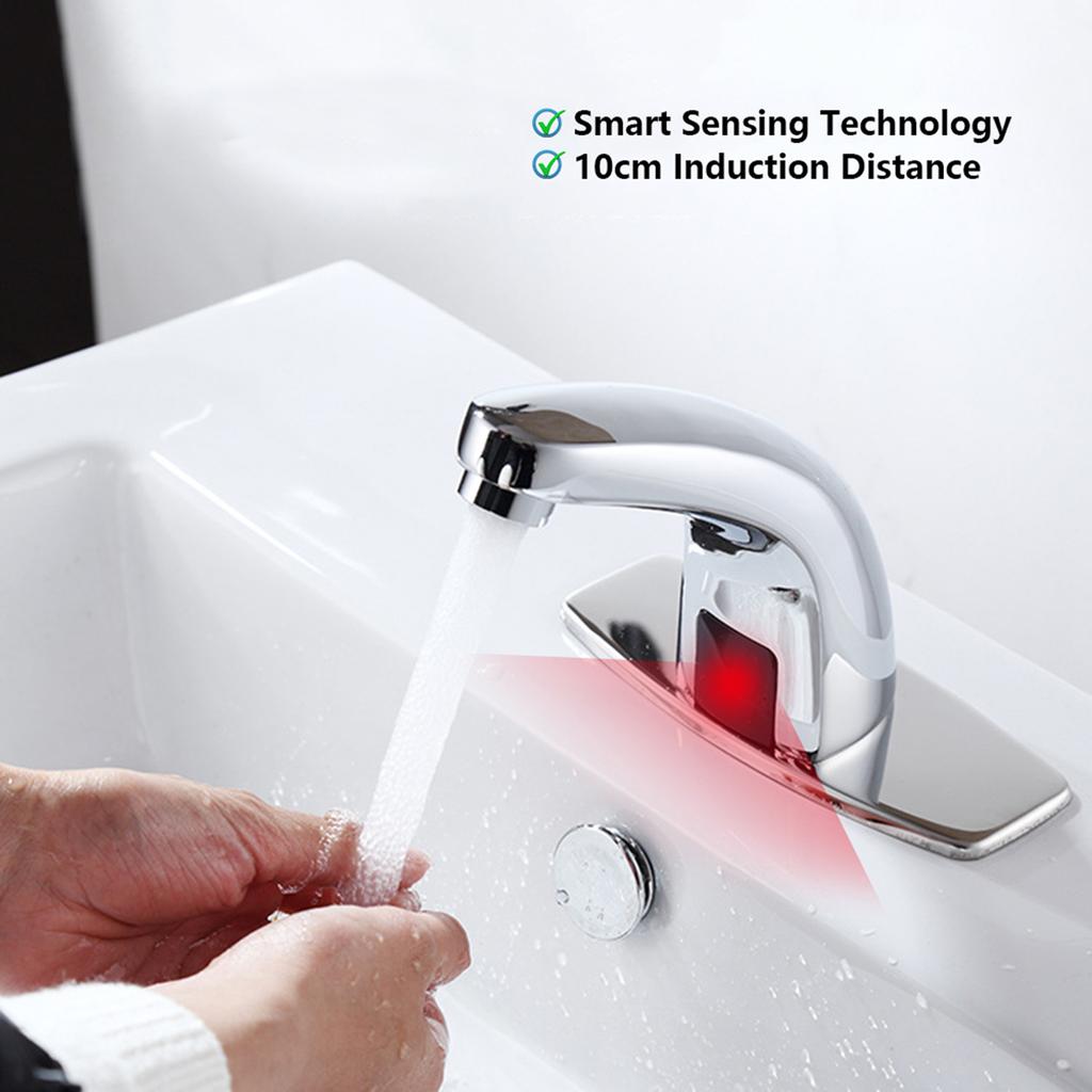 Silber Zinklegierung Automatischer Sensor Wasserhahn Badezimmer Waschbecken Wasserhahn Wasserhahn Heimzubehör