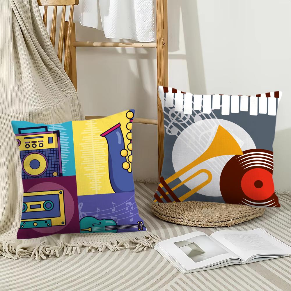 Retro Speaker Piano Rock Cushion Cover Soft Plush Throw Pillow Cover | Double-Sided Cushion Case | Sofa Bedroom Home Decor
