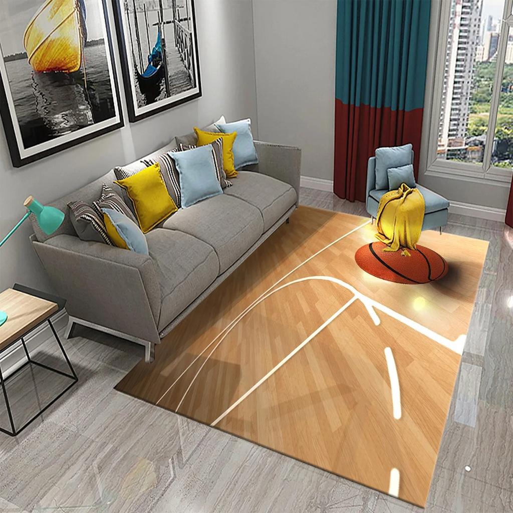 Basketball Pattern Carpet Teen Boys Playroom And Living Room Sofa Non-Slip Floor Decor