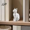 Cat Shape Decoration 3D Printed Statue with Wavy Fur Modern Sitting Figurine for Ornament Bookshelf Decor Minimalist Art Sculpture Home Office Gift