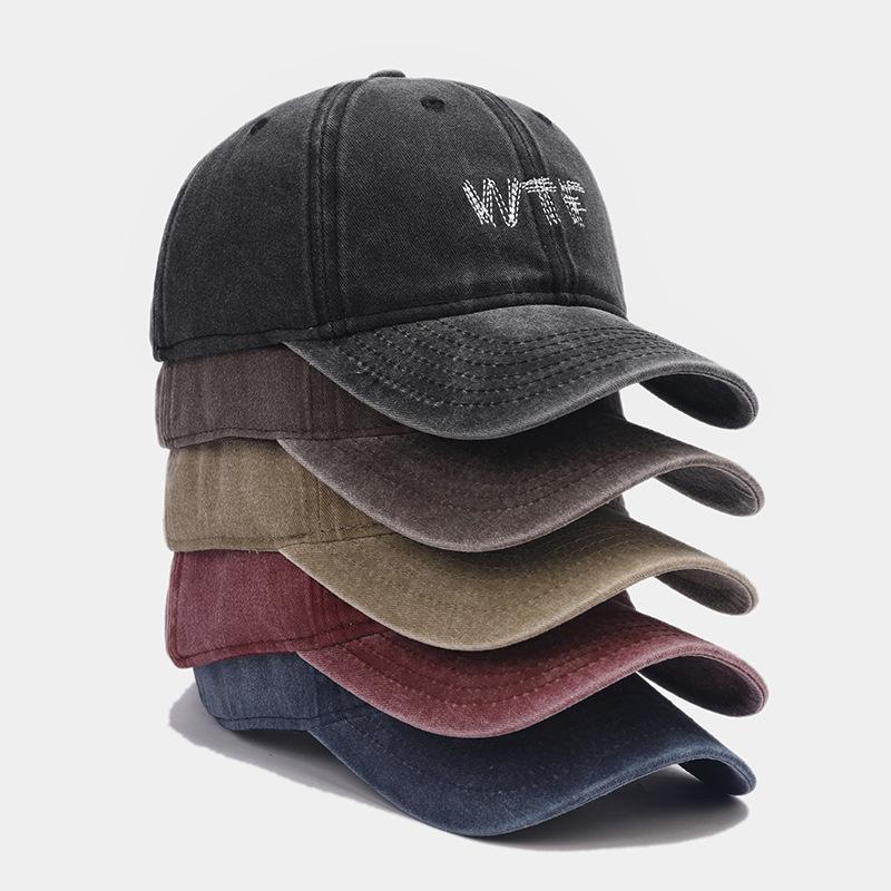 Hot Sale WTF Embroidered Baseball Cap Men's Washed Old Personality Cap Women's Trend Show Face Small Hat