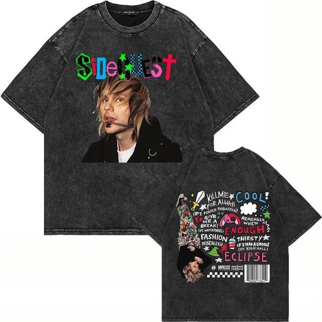 Acid Wash Idrdomich Hip Hop Vintage T-Shirt L Female Male Scliff Number Equestae Pure Cotton 10 Aesthetic Wash S