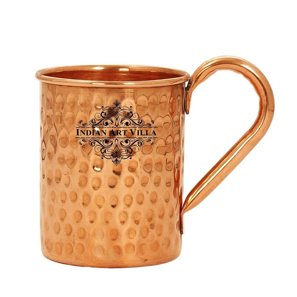 Pure Copper Straight Shaped Hammered Design Moscow Mule Beer Mug Cup, Best for Beer Cocktail Parties, Barware, Volume-415ML