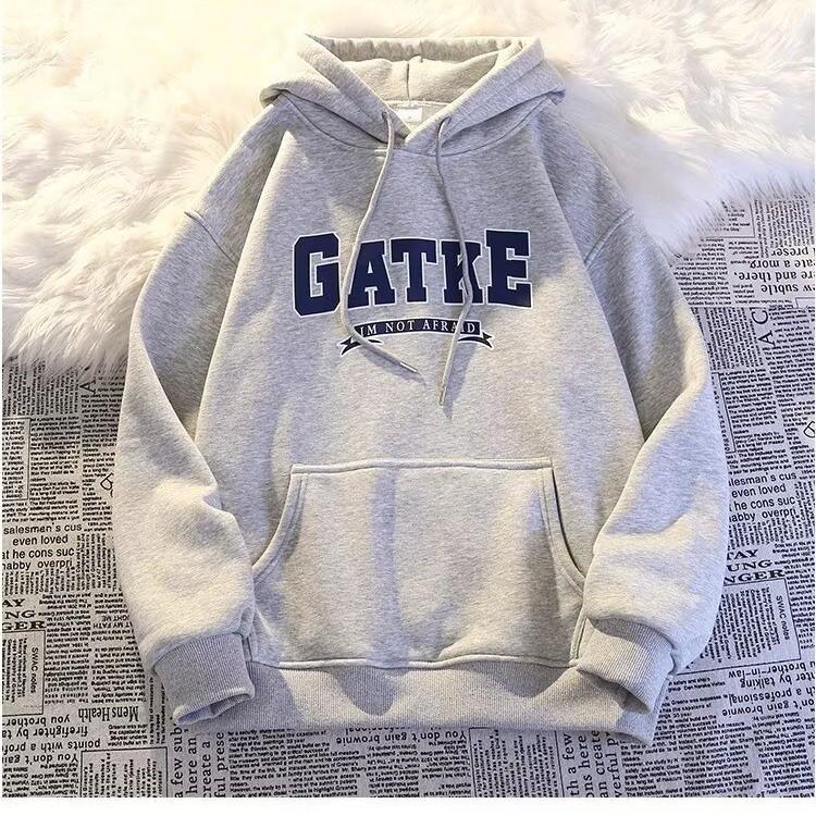 Men's Retro Plus Velvet Oversized Hoodie for Autumn/Winter