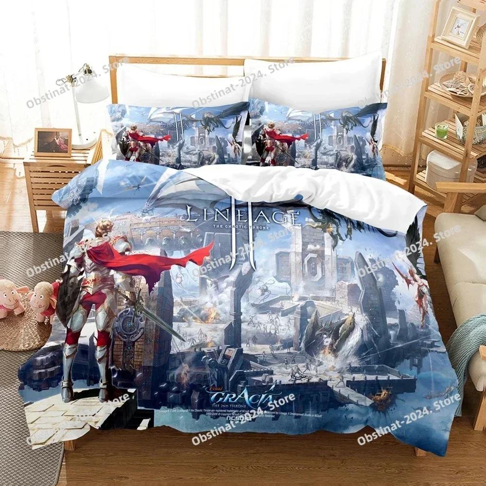 Neues 3D-Druck-Spiel Lineage 2 The Chaotic Throne Bettwäsche-Set Jungen Mädchen Twin Queen Size Bettbezug Kissenbezug Bett Kinder Erwachsene